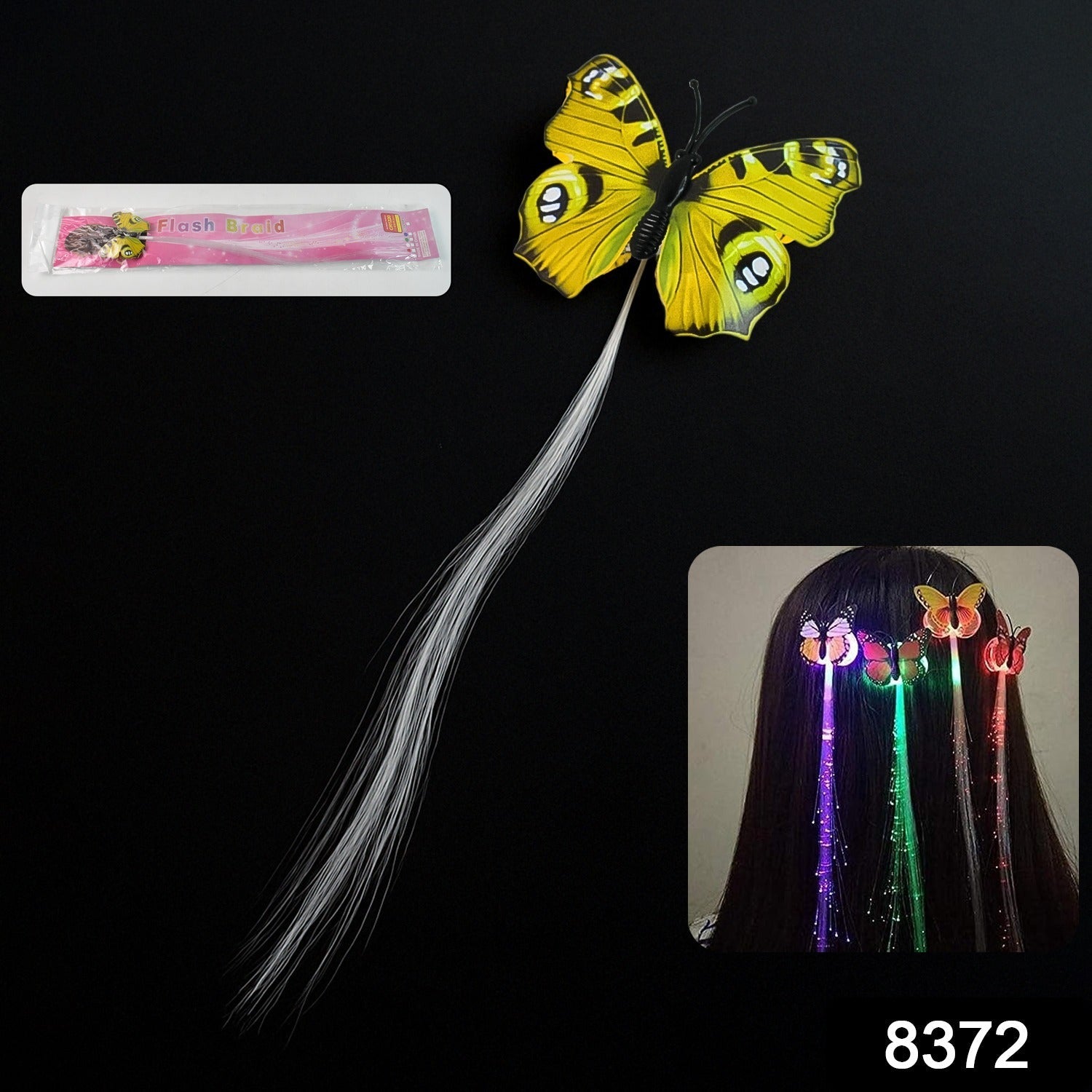 Chic glowing butterfly hair clip accessory with LED lights
