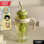 Large capacity 1300ML ice cream print water bottle with fruit infuser core