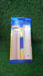 The attractive packaging for the 12-piece colorful wooden pencil set, ready for gifting.