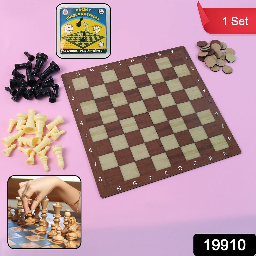 People playing Chess & Checkers travel game during a trip
