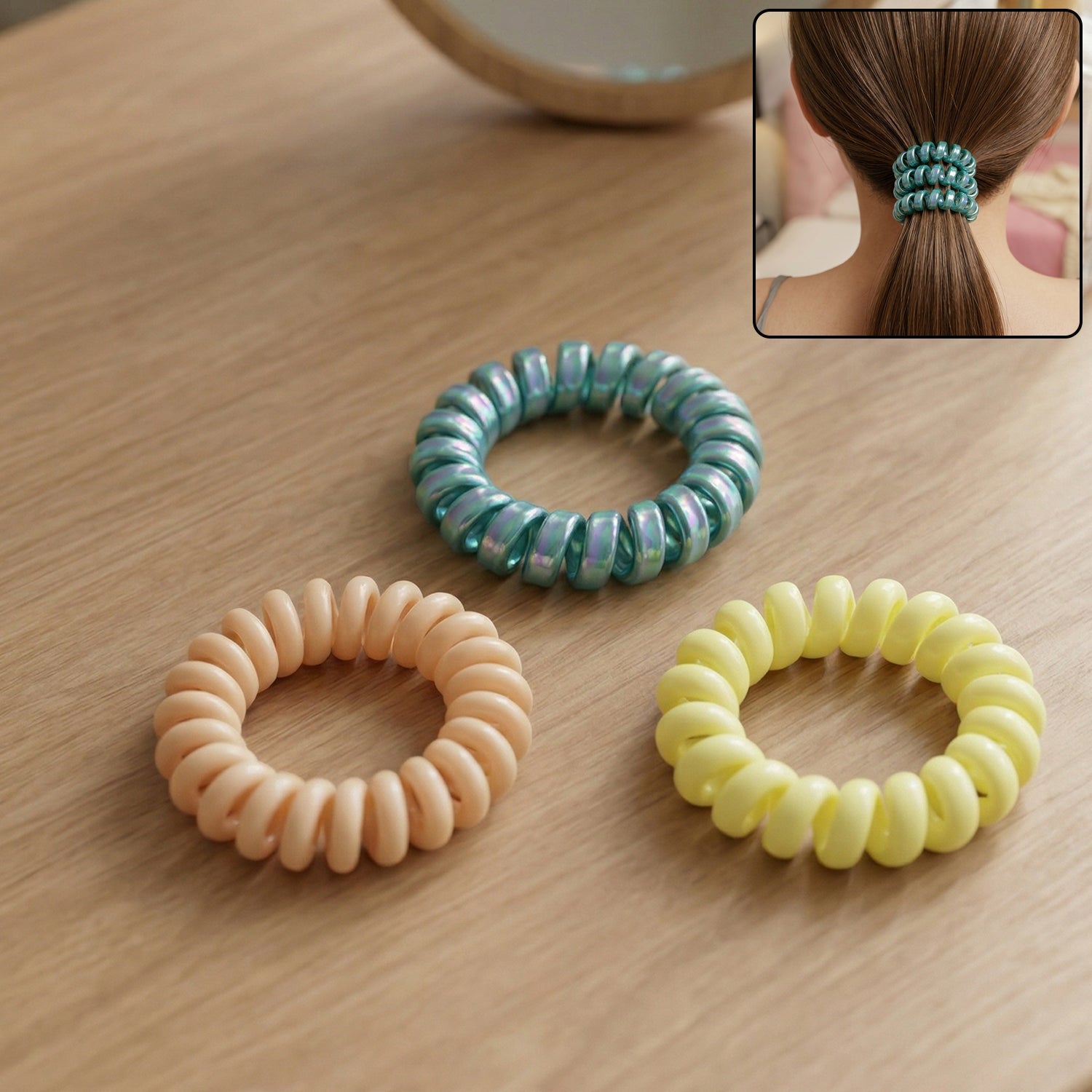 Spiral coil hair band without SKU showing design
