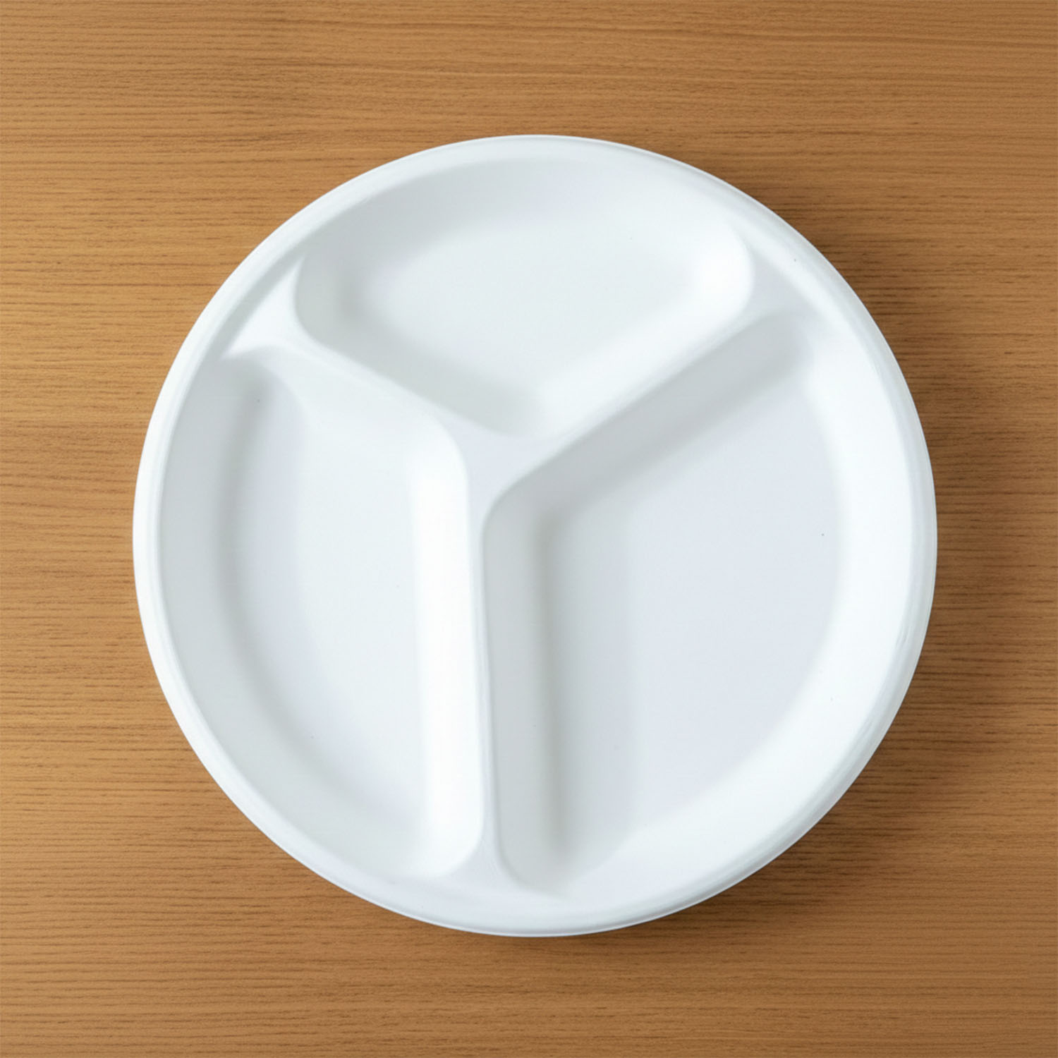 Set of compostable 10 inch section plates made from renewable bagasse