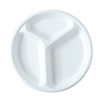 Stackable natural off-white compostable dinner plate with compartments
