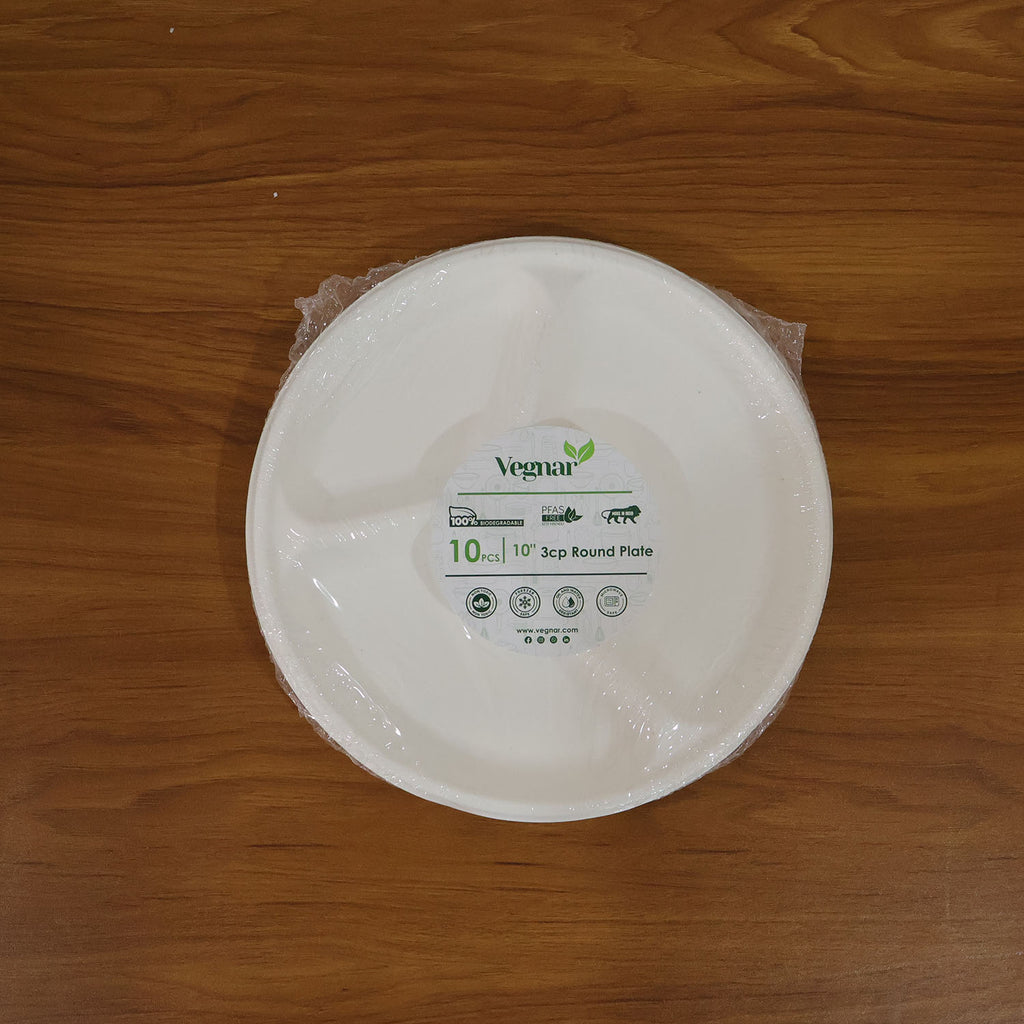 Compostable bagasse plate used for event catering and buffet meals