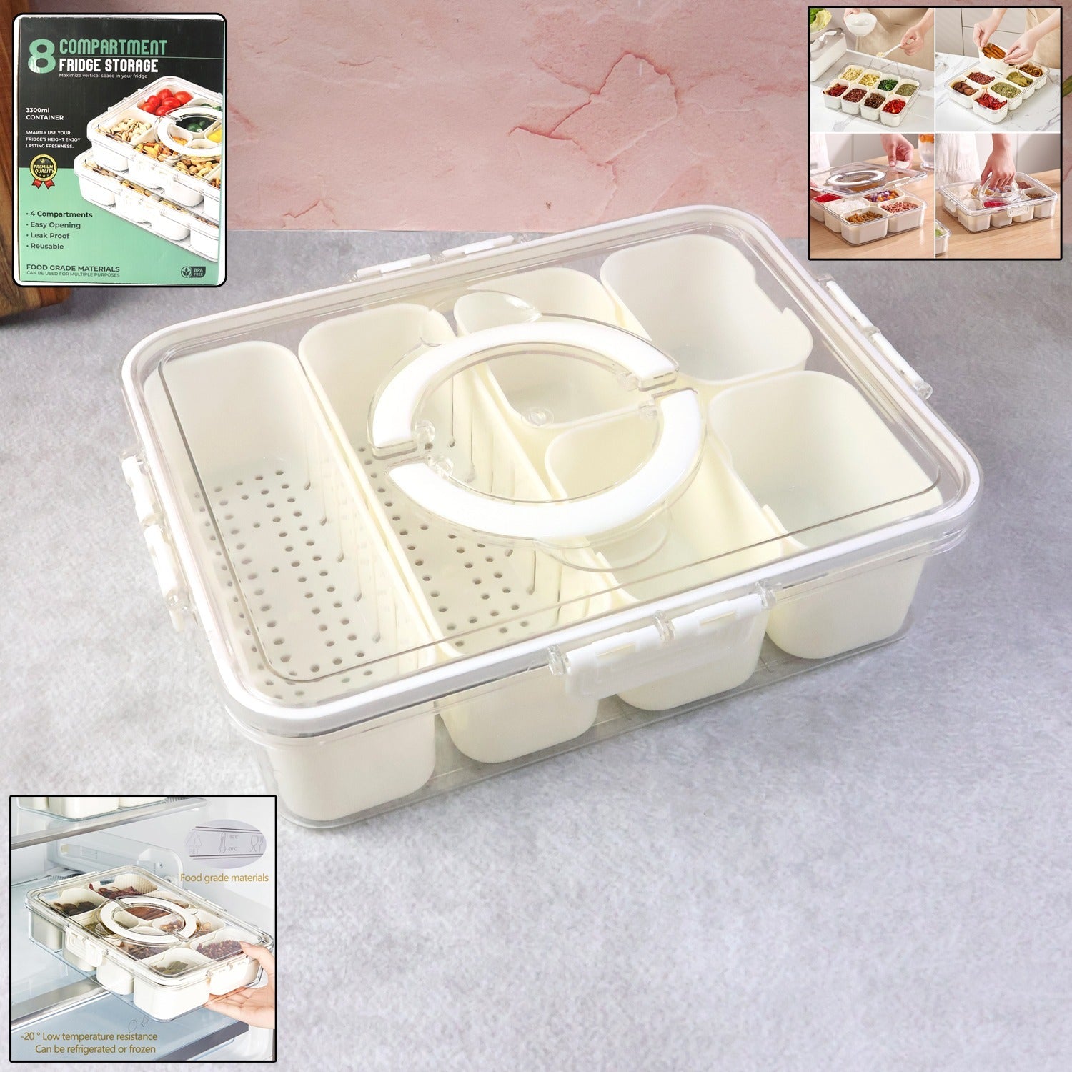 6-compartment fridge storage box keeping food organized