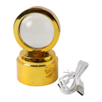 Close-up of Ganpati Bapa crystal lamp with detailed LED light engraving