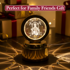 Close-up view of 3D engraved Bajrang Bali design inside crystal ball