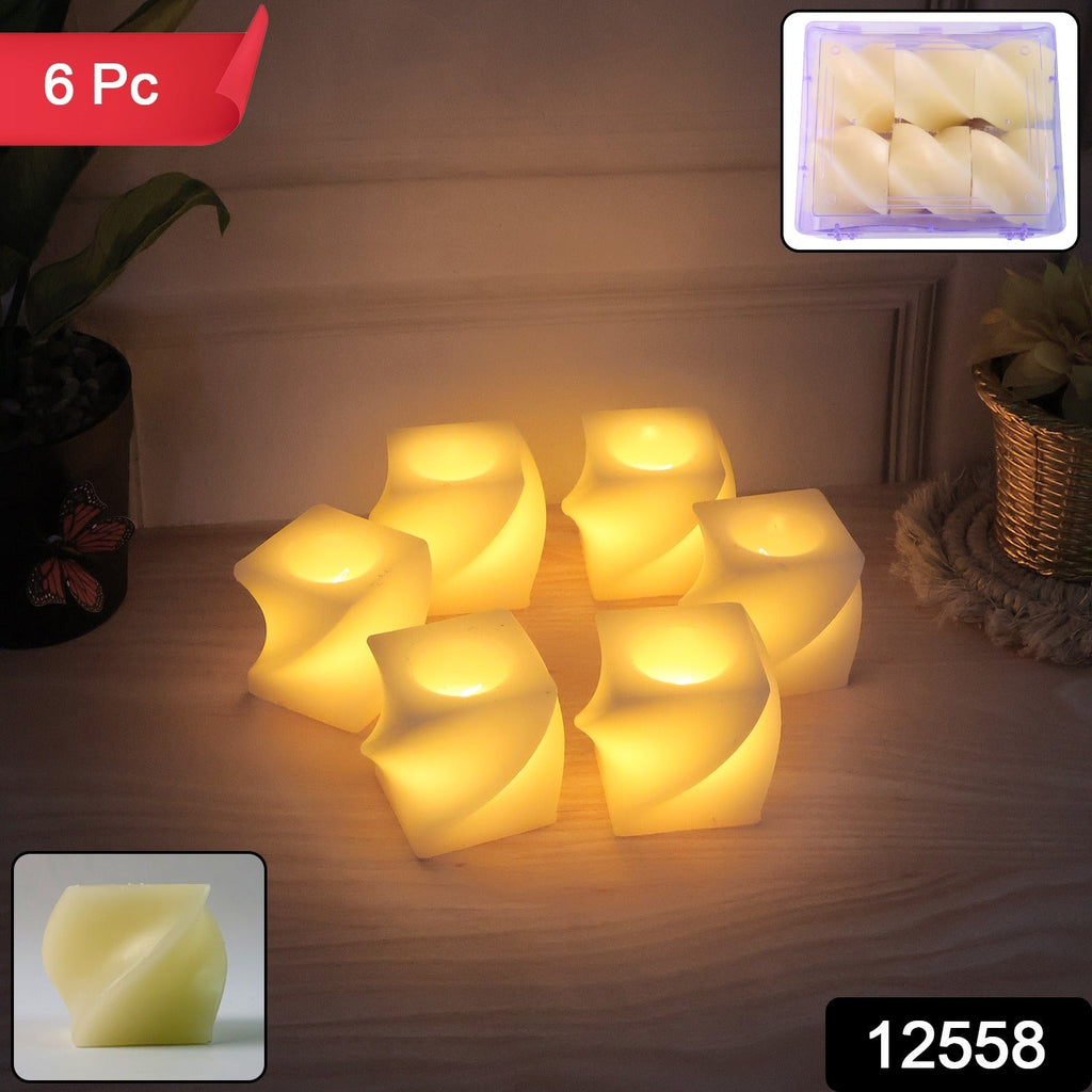 Close-up of a single Square LED Flameless Candle showing realistic flicker