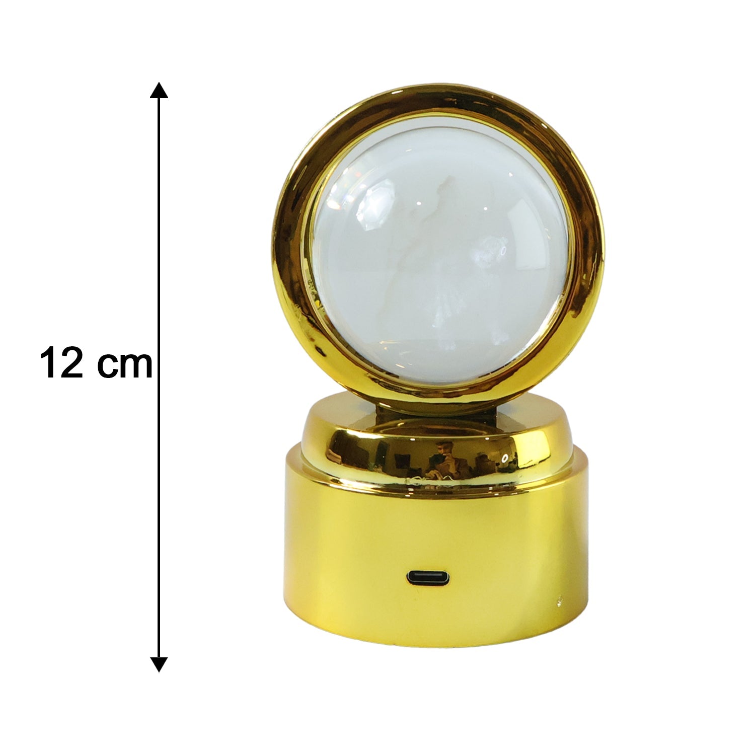 Close-up of goddess design in crystal ball night lamp