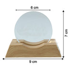 Size reference image of 3D crystal LED night table lamp with wooden base