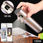 Easy-to-use oil spray bottle with transparent glass for kitchen.