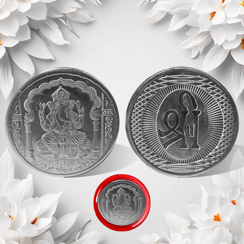 Close-up of the Decorative Ganesh Coin, showcasing intricate Lord Ganesha design.