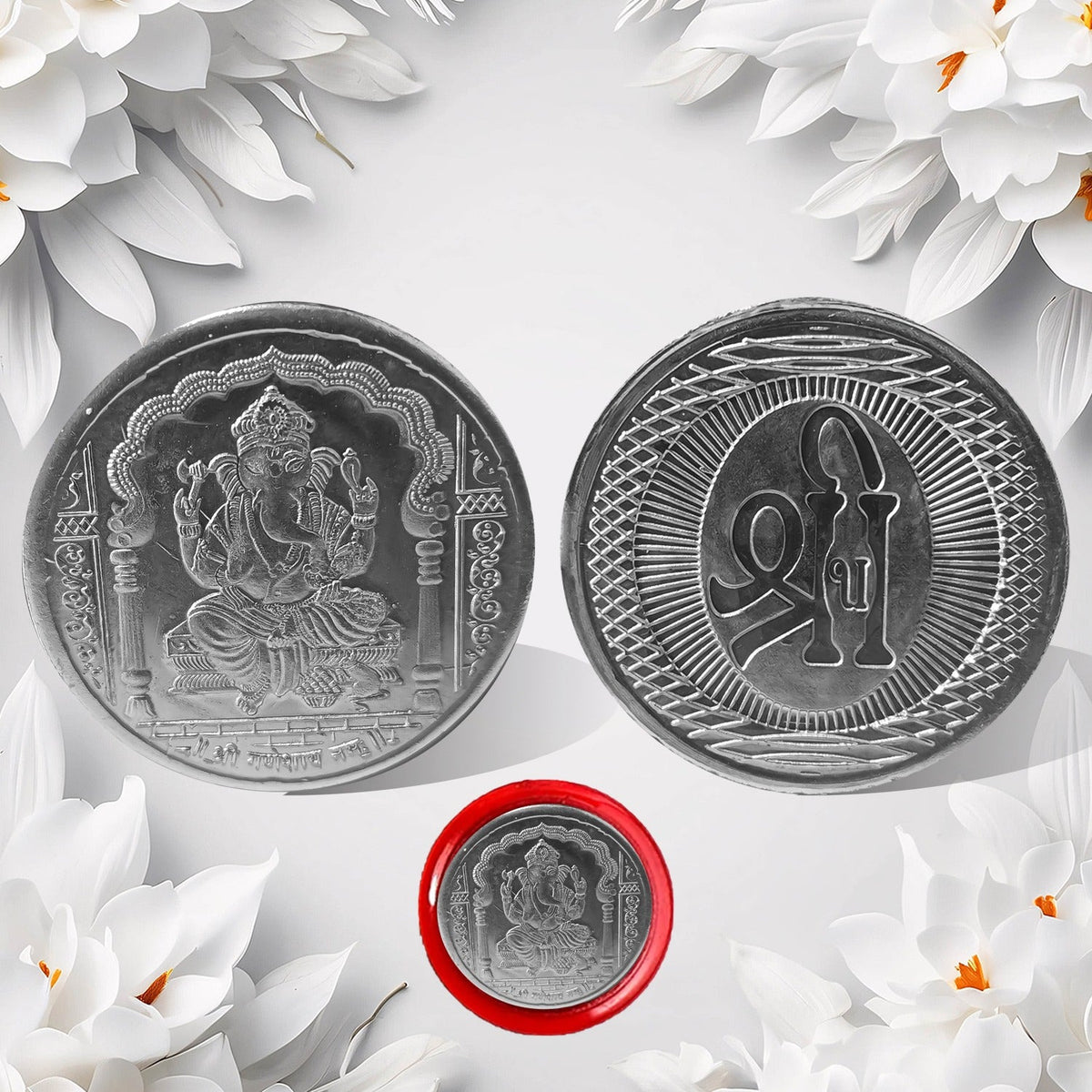 Close-up of the Decorative Ganesh Coin, showcasing intricate Lord Ganesha design.