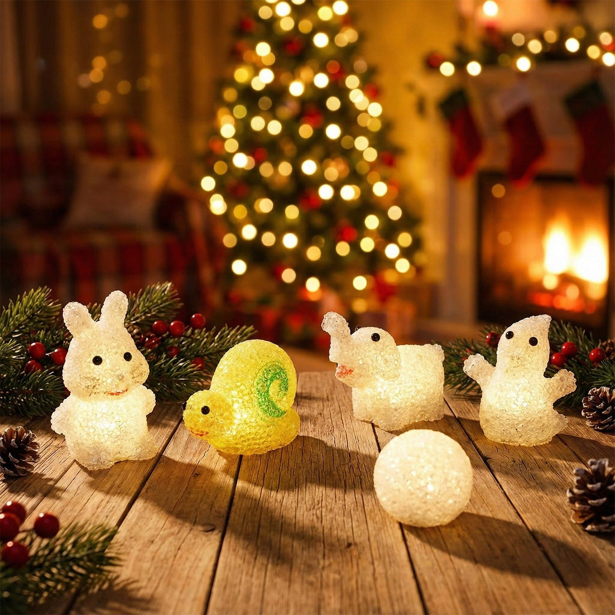 A set of multi-shape Animal LED Night Lamps creating a warm glow.
