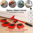 Furniture shifting tools placed under a heavy wardrobe, ready for effortless movement.