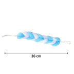 A single long shower pouf from the 6-pack, demonstrating gentle exfoliation.