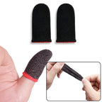 Pair of anti-sweat gaming finger sleeves for mobile touchscreen control.