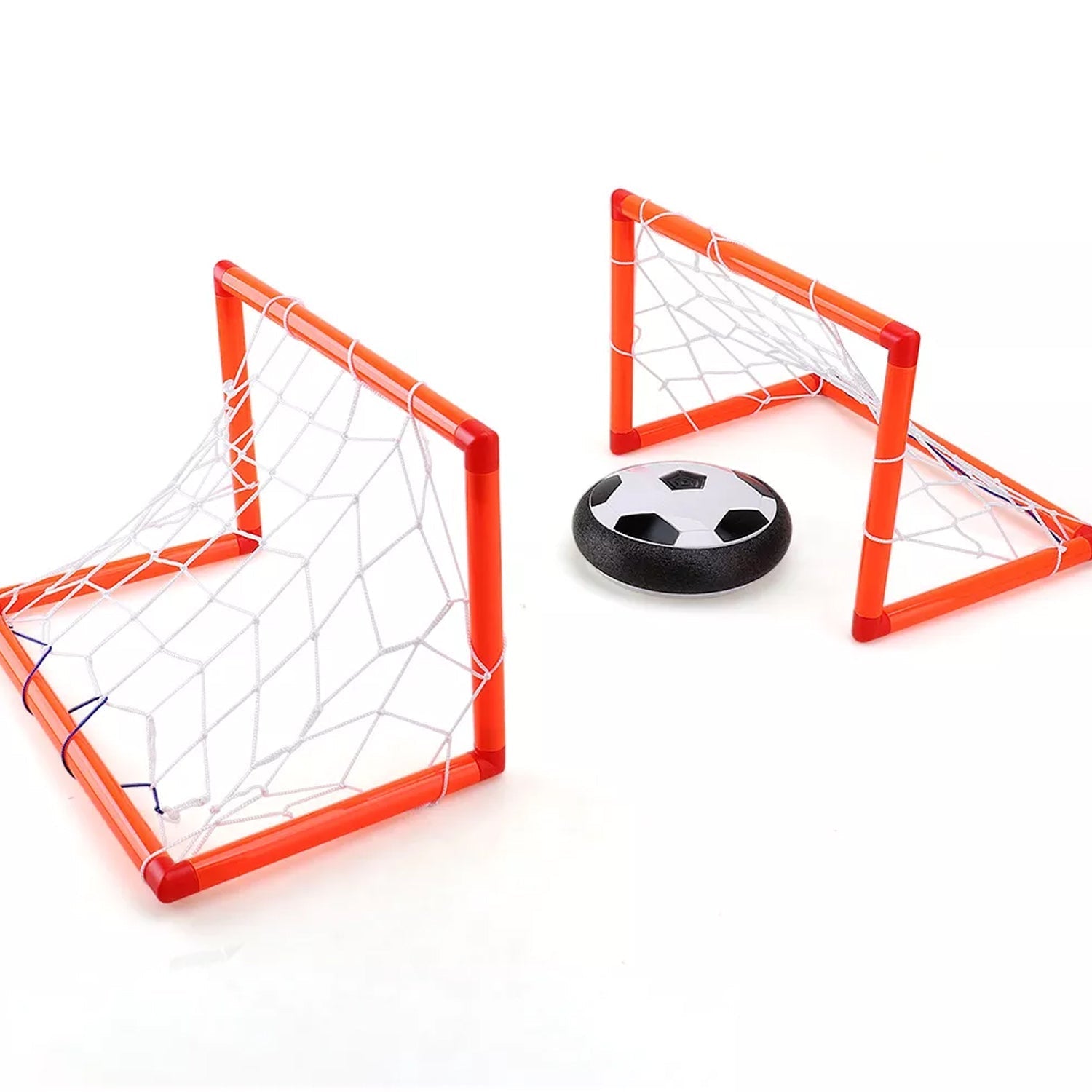 A close-up of the rechargeable Hover LED Ball, highlighting its durable design and colorful LEDs.