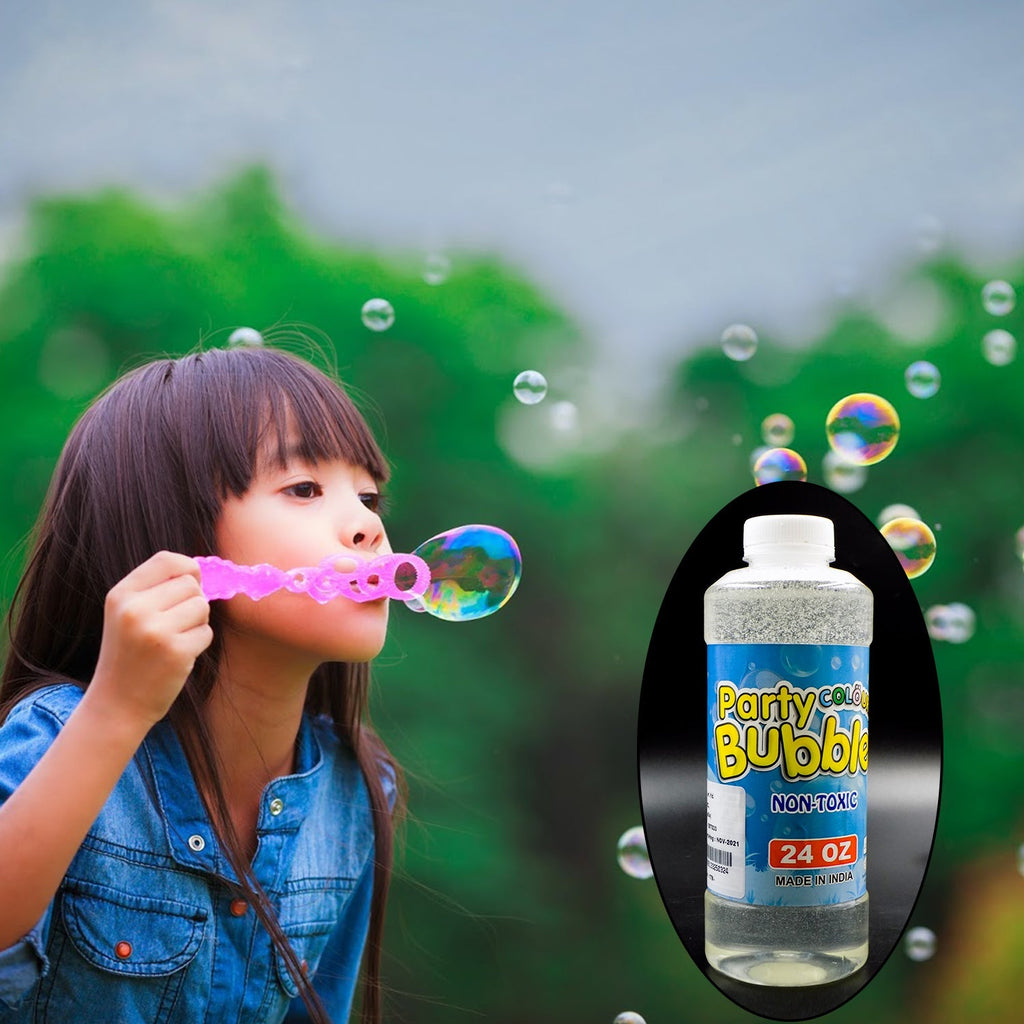 Aditi Bubble Gun Liquid Refill 750ml bottle with a blue cap for kids' outdoor fun.