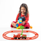 Colorful World Express mini train set for kids with tracks.