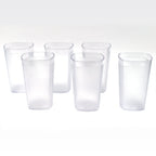 Ganesh 350ml unbreakable plastic drinking glasses, set of 6, arranged on a table.