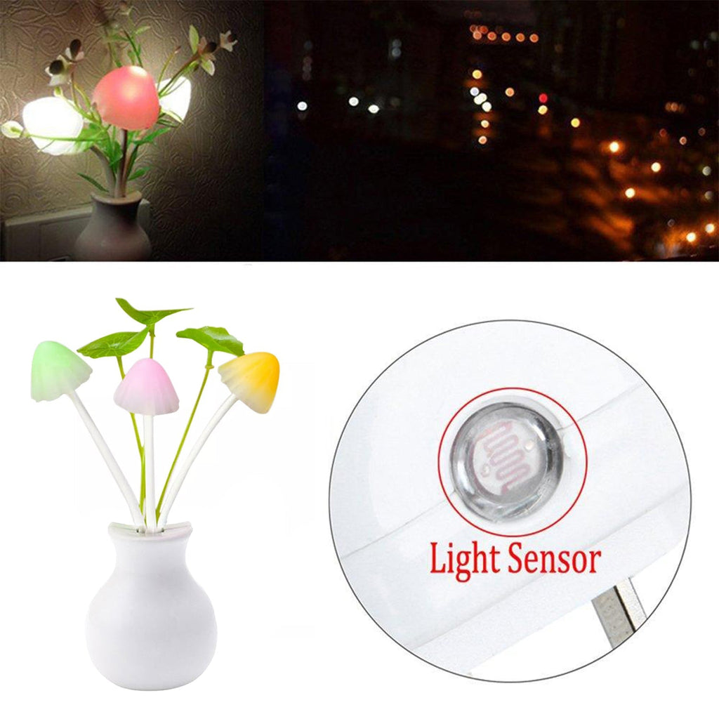 Detailed view of the auto-sensor mushroom night light's base and design.