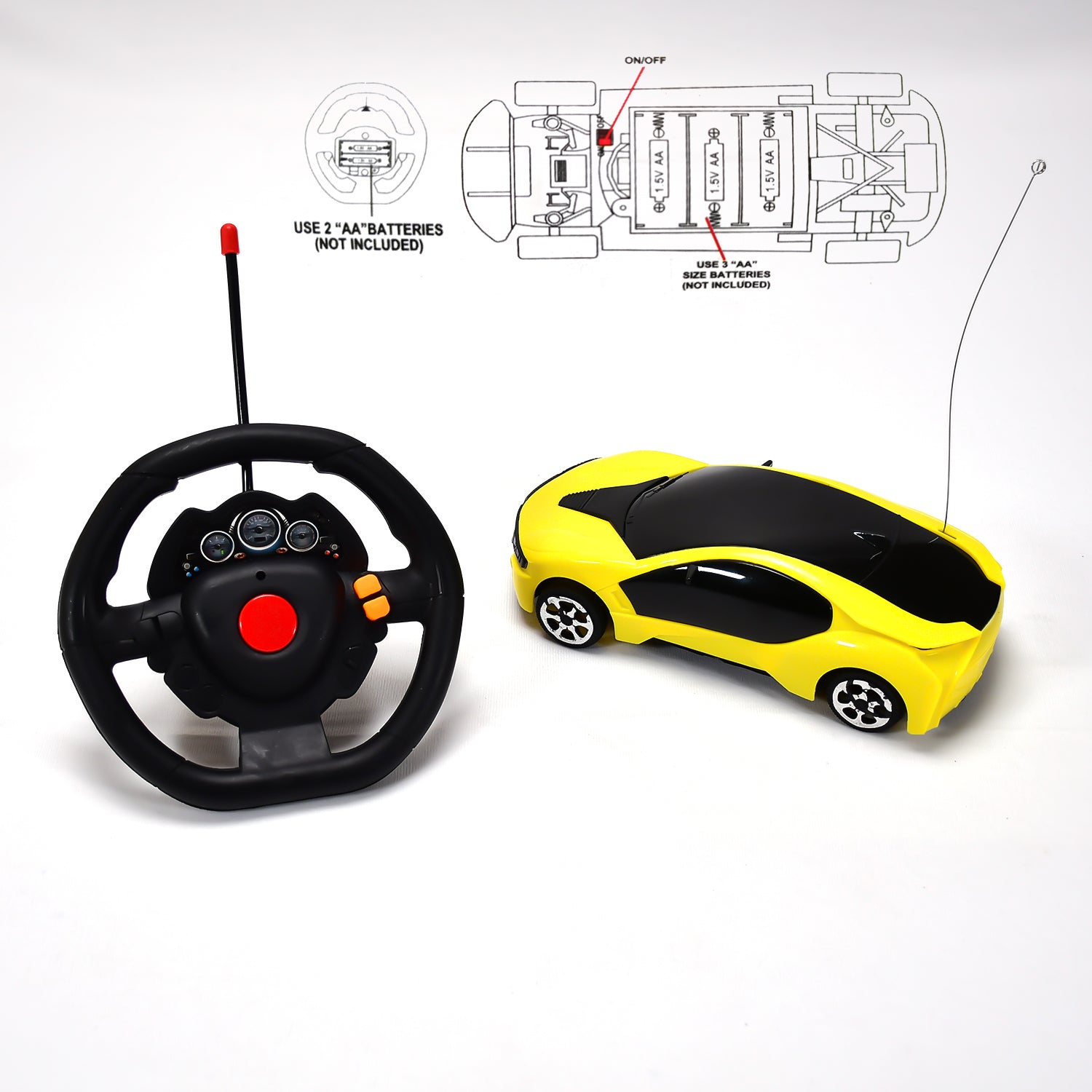 Side profile of the attractive remote control car, showcasing its sporty look.