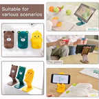 Top-down view of the multi-angle adjustable mobile stand with a fun cartoon character.