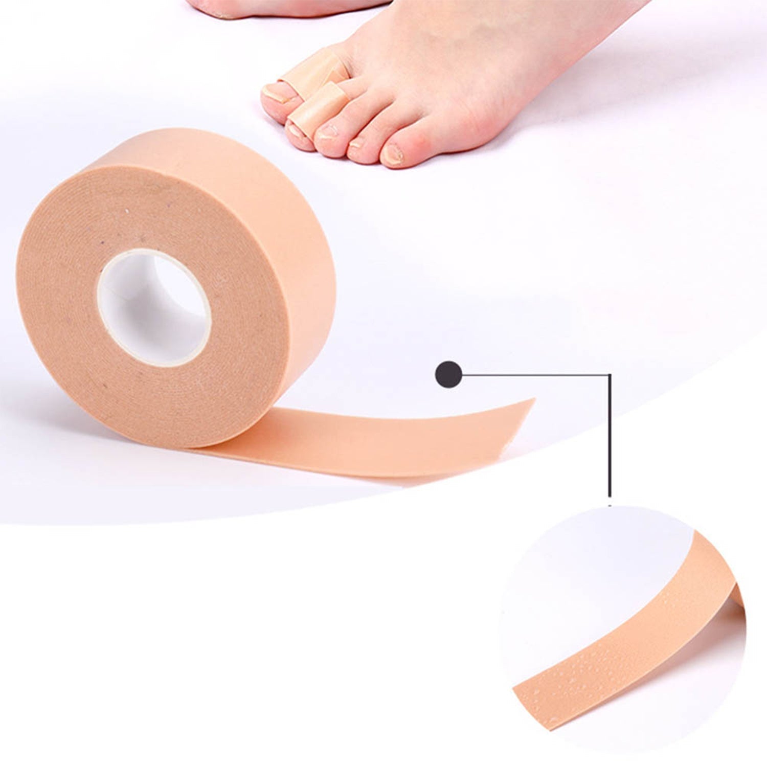 Waterproof blister plaster applied to a heel for protection.