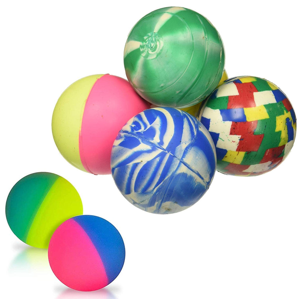 Multiple high-bouncing balls in dynamic motion, showcasing their vibrant hues and fun.