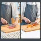 Side profile of the thick wooden chopping board, showcasing its robust construction.