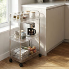 Easy-to-move storage trolley with open shelves for daily essentials