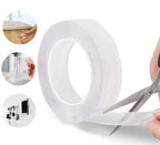 Close-up of 3-meter double-sided nano tape showing its clear, traceless quality.