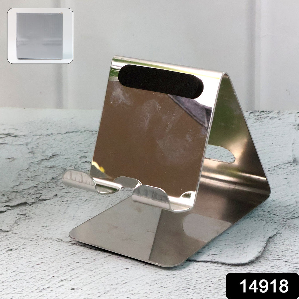 Mobile and tablet supported on universal stand holder for hands-free use