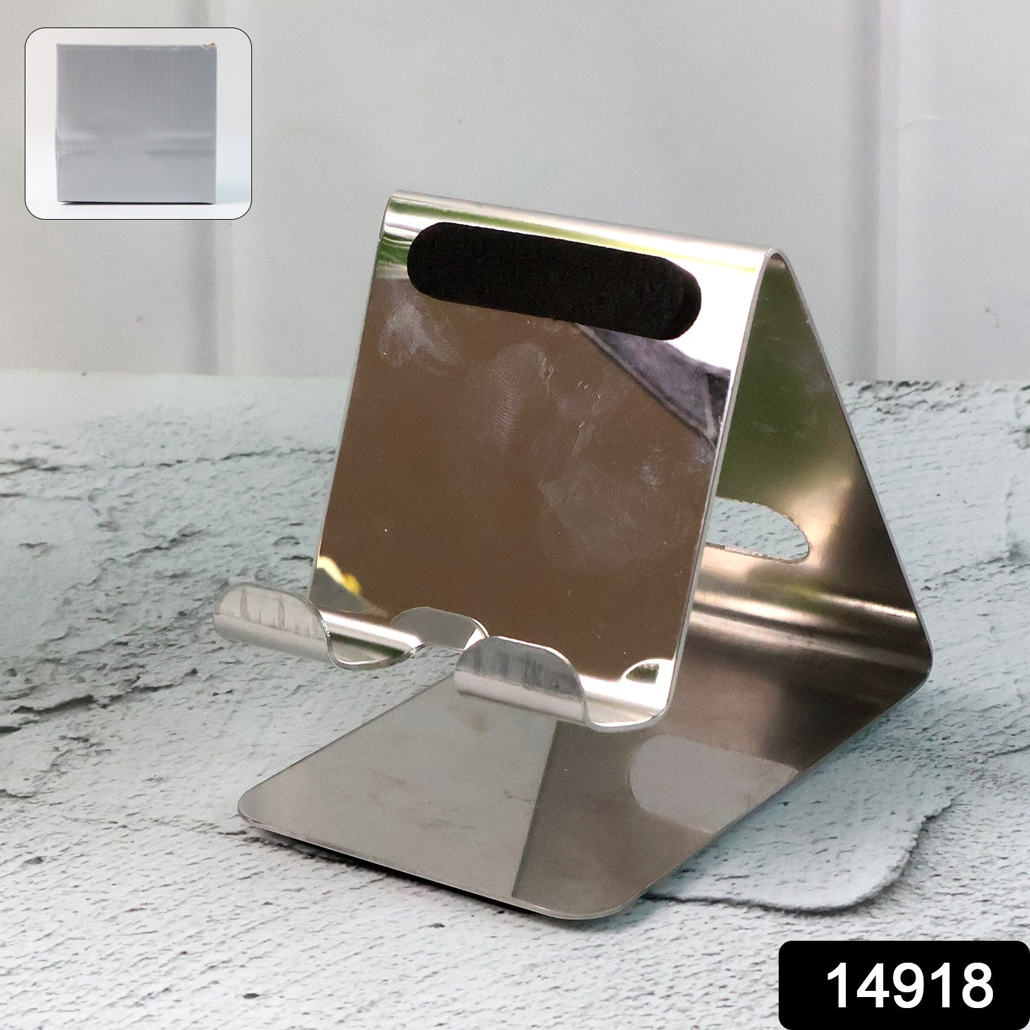 Mobile and tablet supported on universal stand holder for hands-free use