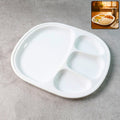 Large plastic compartment dinner plate with 4 sections in white
