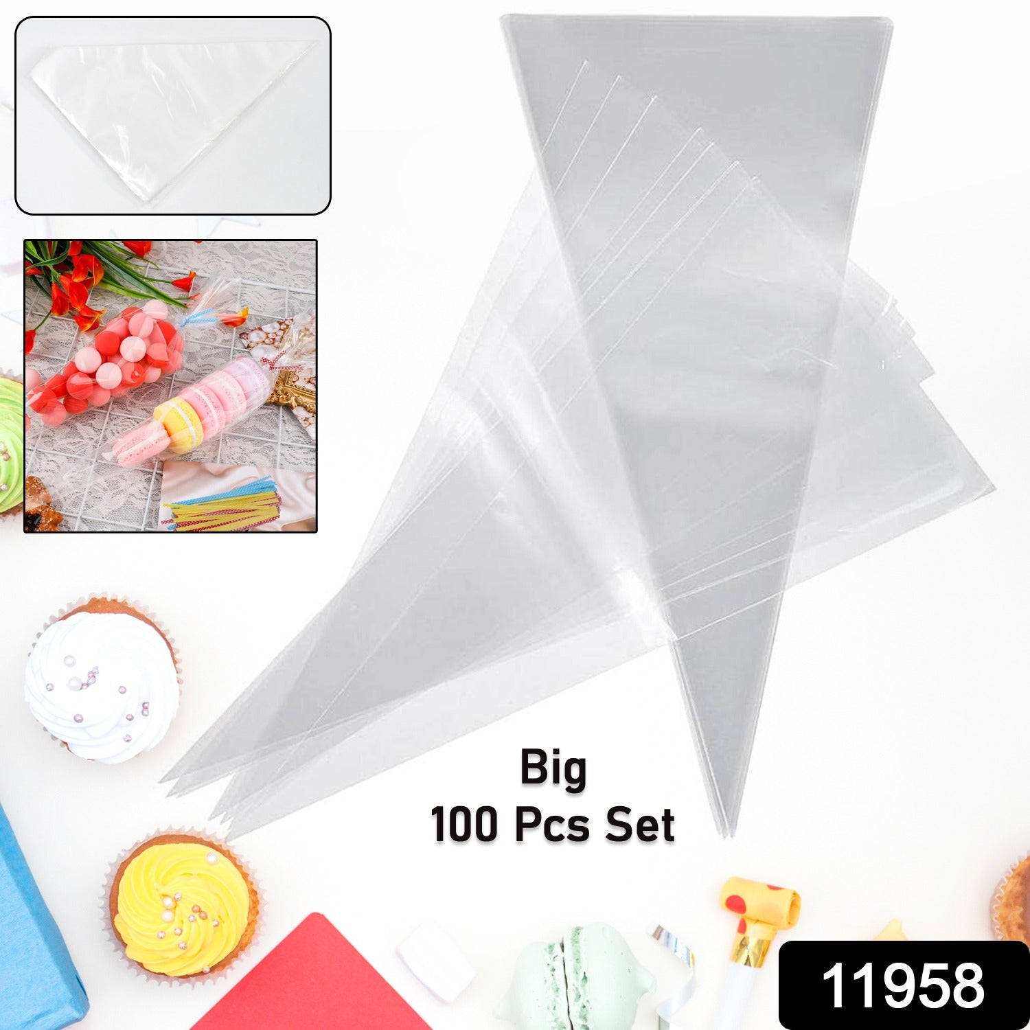 Disposable piping bags used for decorating cakes and pastries