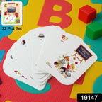 Flash cards designed for preschool kids featuring alphabet letters and objects