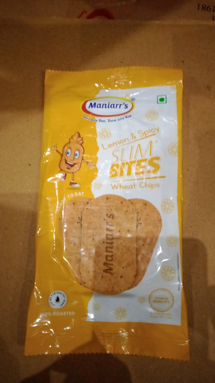 Maniarrs packaging for Lemon & Spicy Mini Slim Bites healthy snack