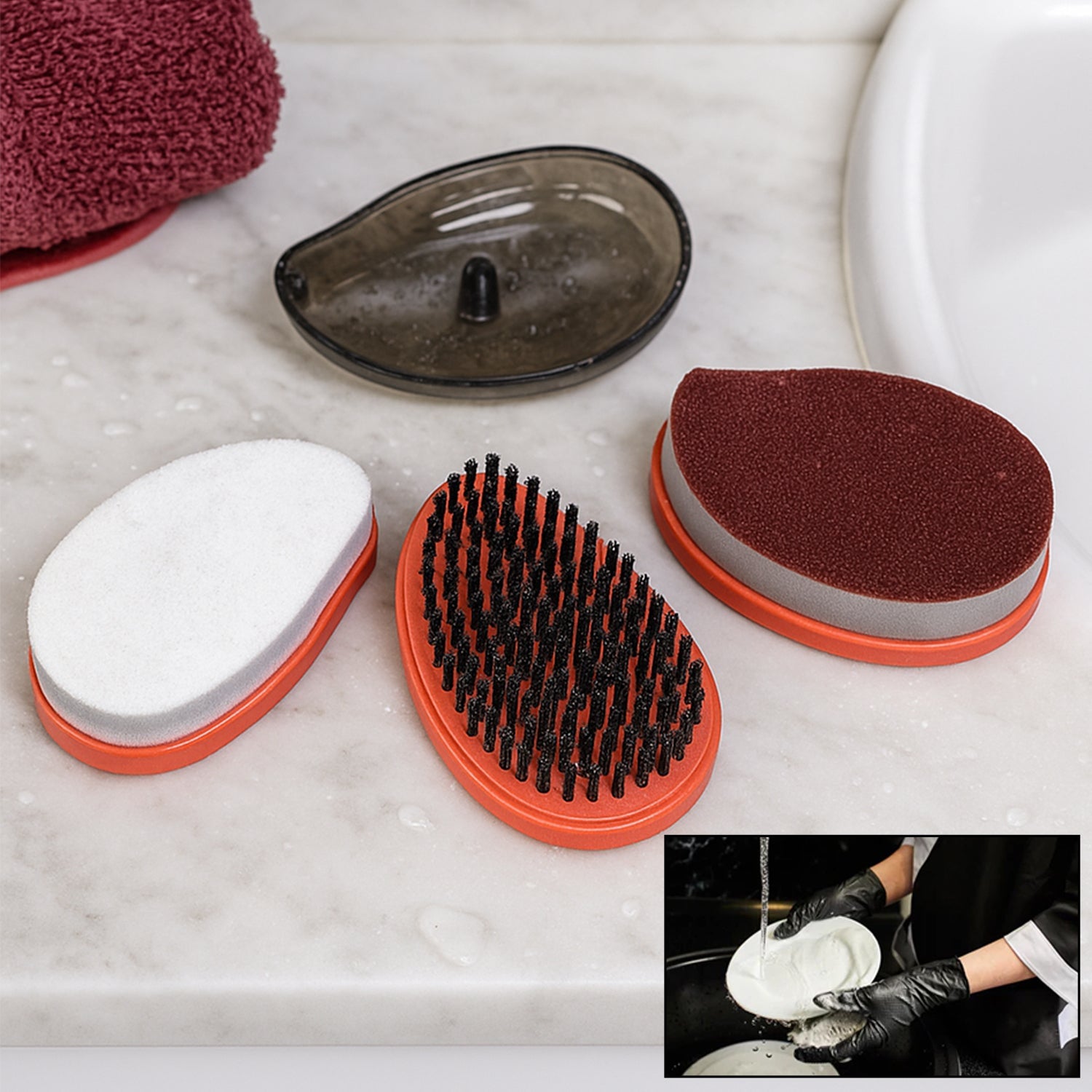Wet and Dry Cleaning Brush set in multiple colors, ready for household tasks.