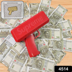 Hand holding a party money gun, ready to activate.