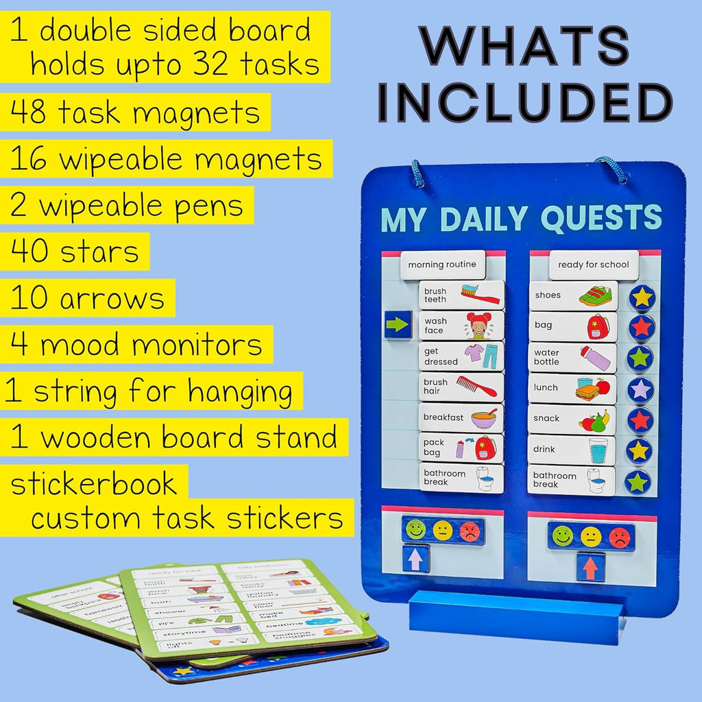 Kids learning sticker board with activity cards