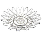 Durable stainless steel wire bowl in a unique shape, suitable for kitchen and dining use.