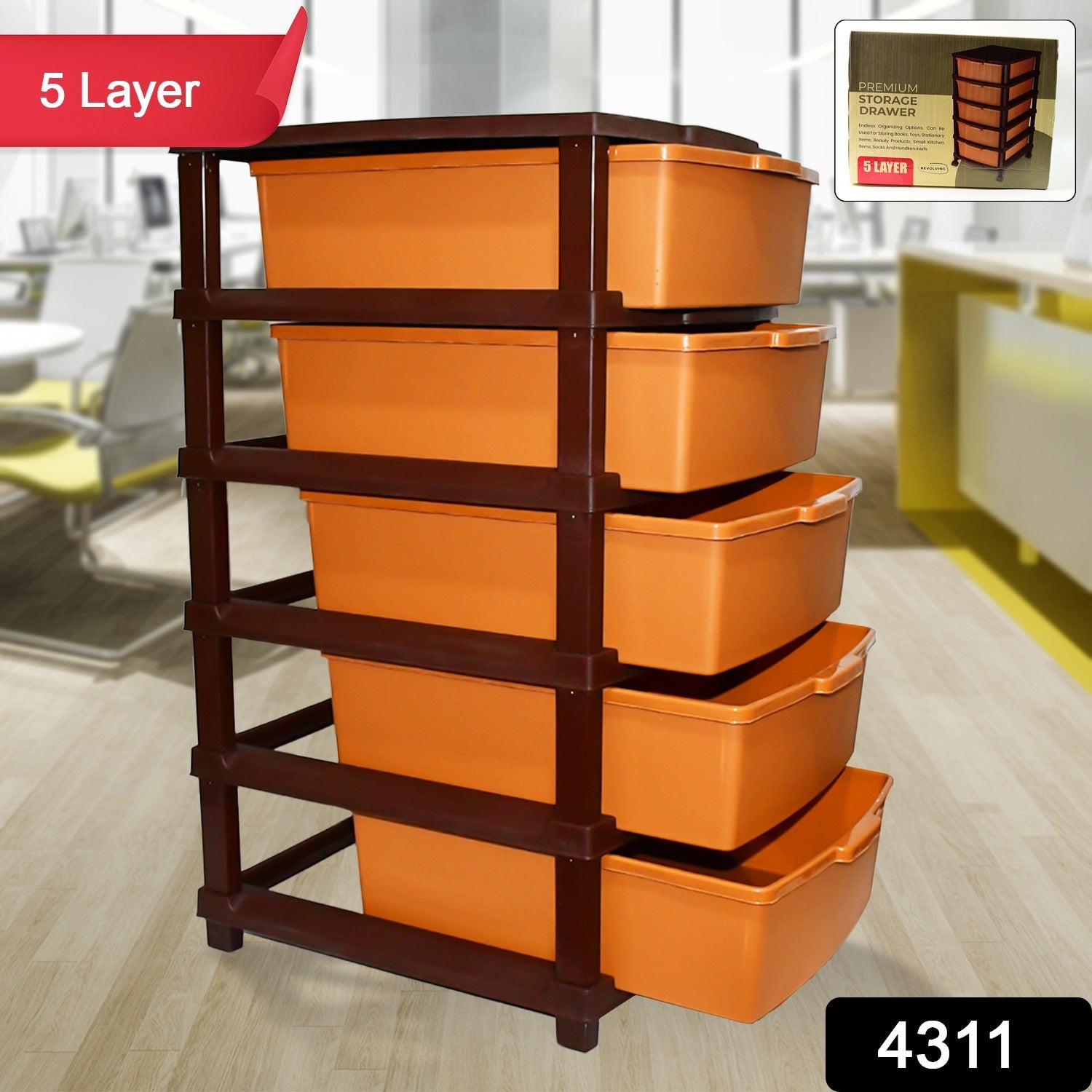 Top view of Plastic Home Storage Organizer with modular drawer design