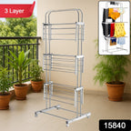 Foldable stainless steel clothes drying stand showing durable construction