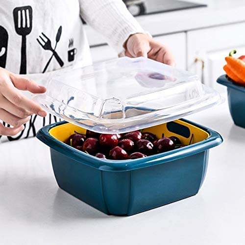 Double layer food drainer basket for washing fruits and vegetables.