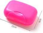 Portable Travel Soap Box in a hand, highlighting its compact size.