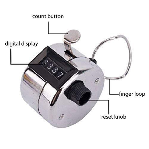 Side view of the metal tally counter with an easy-to-read dial.