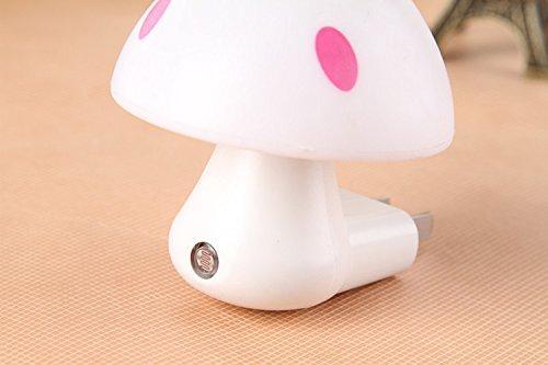 Multicolour mushroom night light with intelligent light sensor technology.
