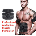 Side view of the wireless abdominal trainer promoting a six-pack physique.